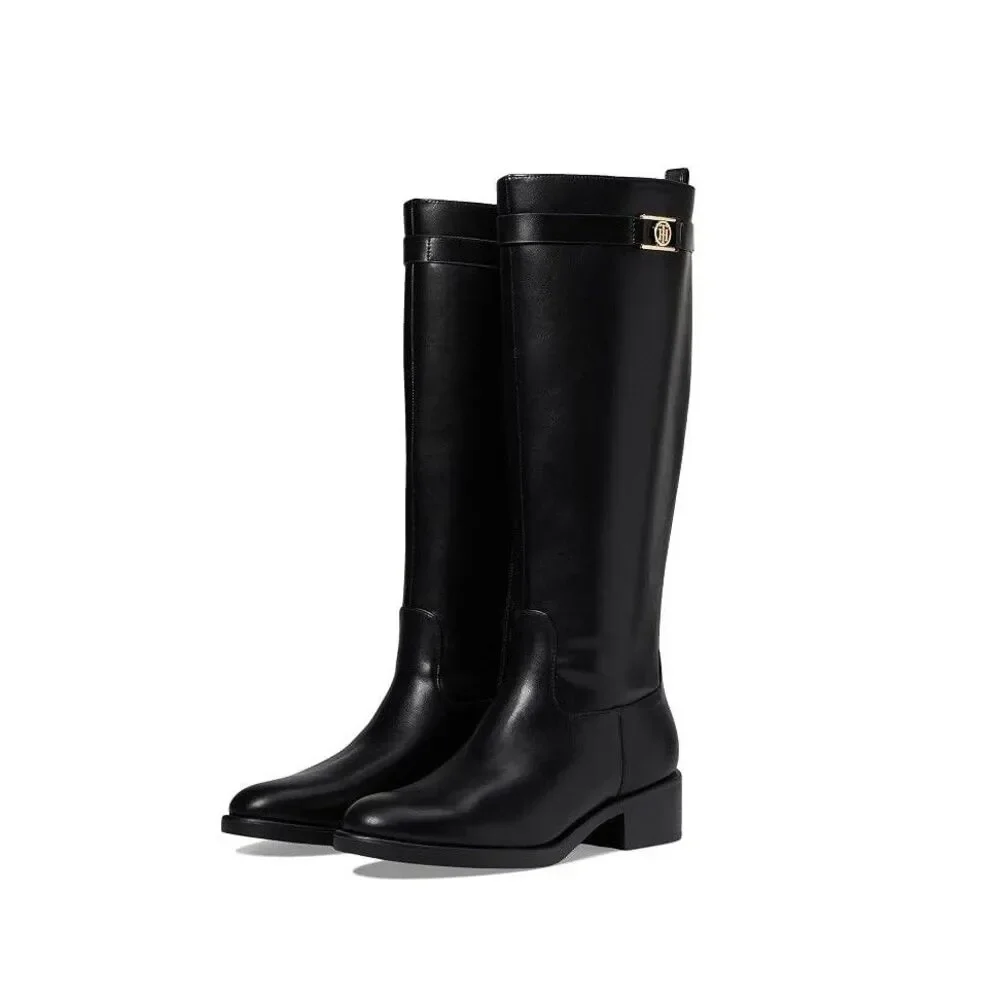 Tommy Hilfiger Womens 10 M Black Iviann Knee High Riding Boots NIB QV8